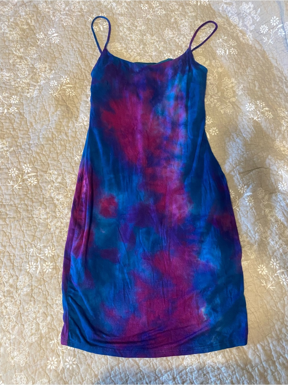 Tie-Dye Slip Mini Dress in Blue & Purple
